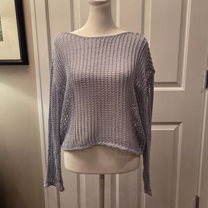 Ultra Flirt Shimmer Sweater Women's Size L Light Blue With Silver Shimmer NWT